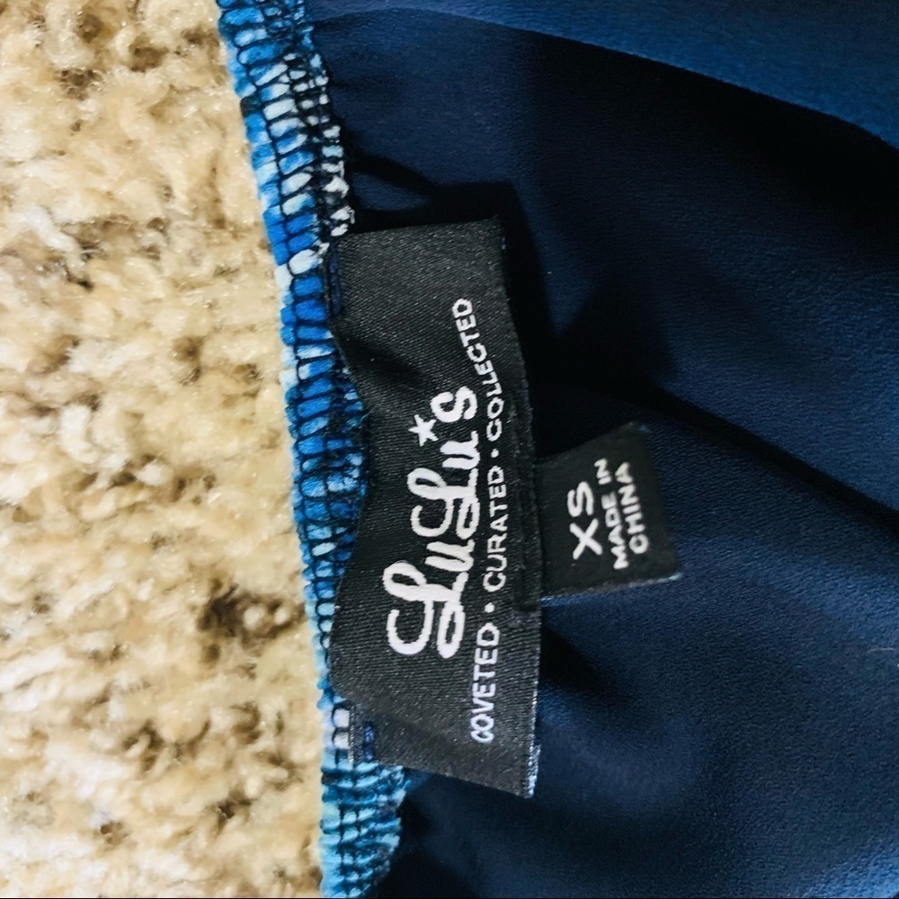 LULU’S Baja Moment Blue open back Halter Maxi Dress Boho beach Tropical size XS - Picture 10 of 10